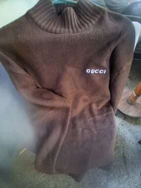 Gucci Brown Ribbed Turtleneck Sweater